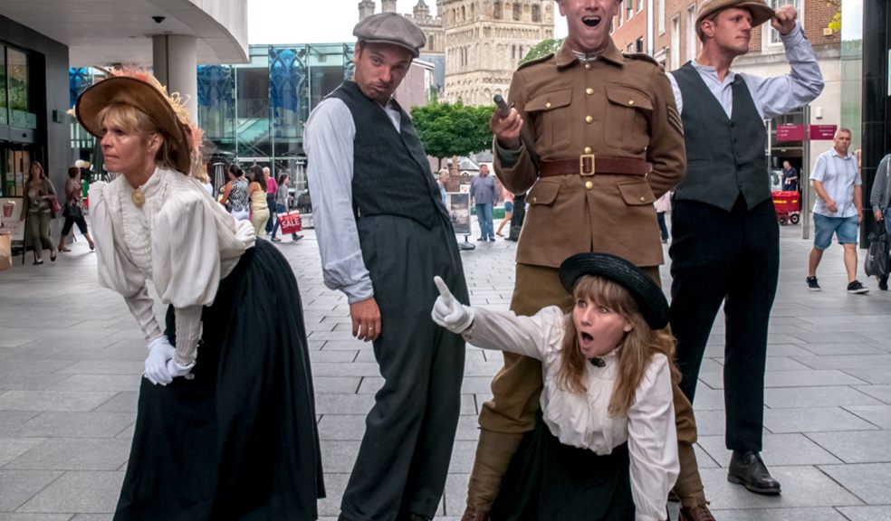 Unexpected 2014 'stars' Le Navet Bete & Nuts and Volts Theatre help bring to life the WW1 Great Fete Festival Commission. Photos: Clive Chilvers photograph