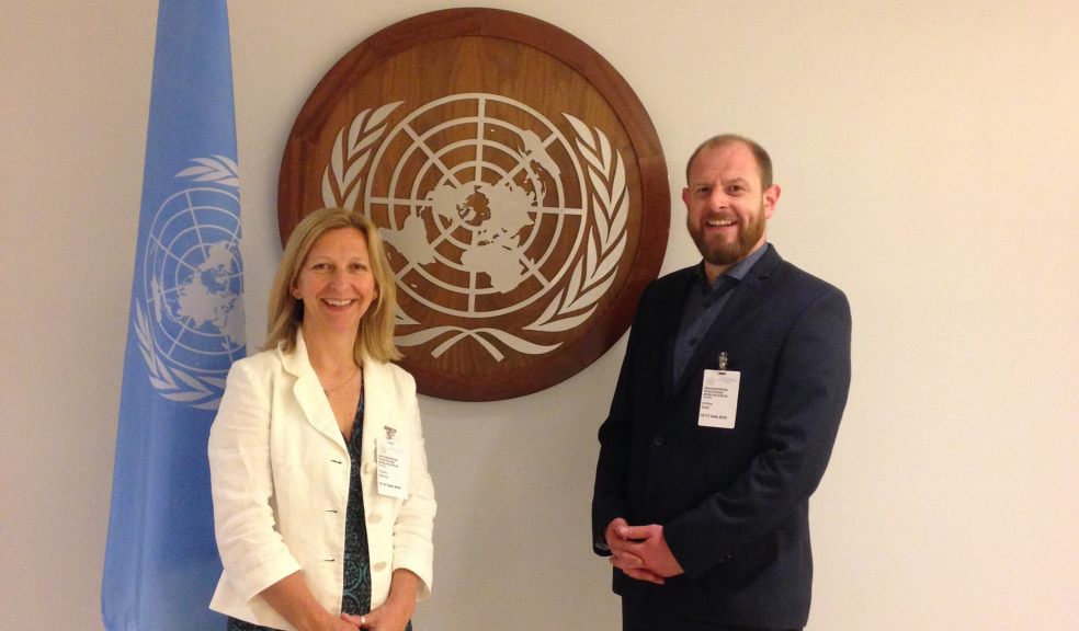 Professor Tamara Galloway with Dr Andy Booth from Norwegian research company SINTEF
