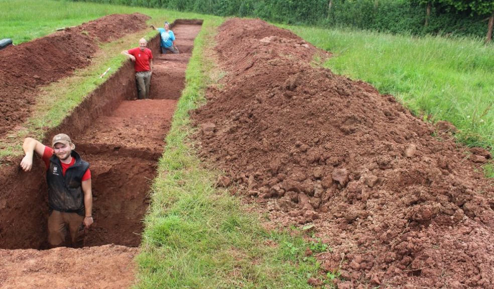 Volunteers and staff at Killerton Roman fort dig. Credit: National Trust / Martin Papworth