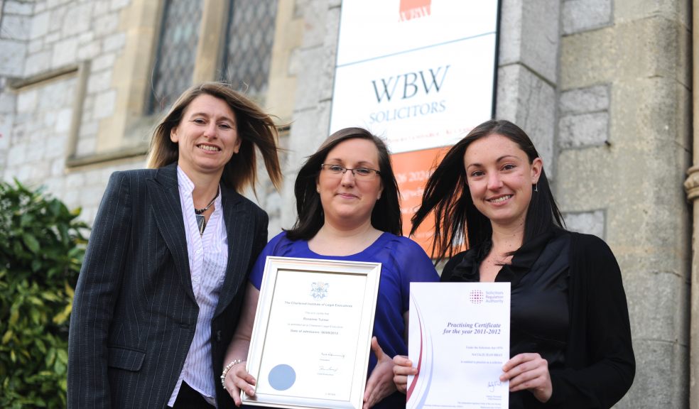 Newly qualified staff members Roxanne Turner (centre) and Natalie Bray(right) with partner Catherine Causey.