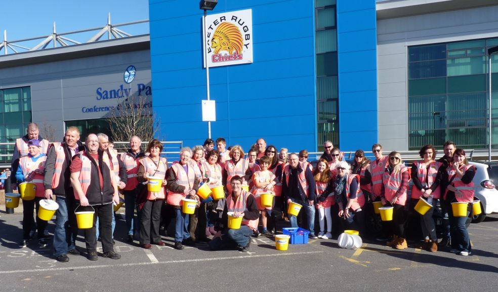 Over 40 staff, supporters and learners of WESC collect monies at Premiership Game.