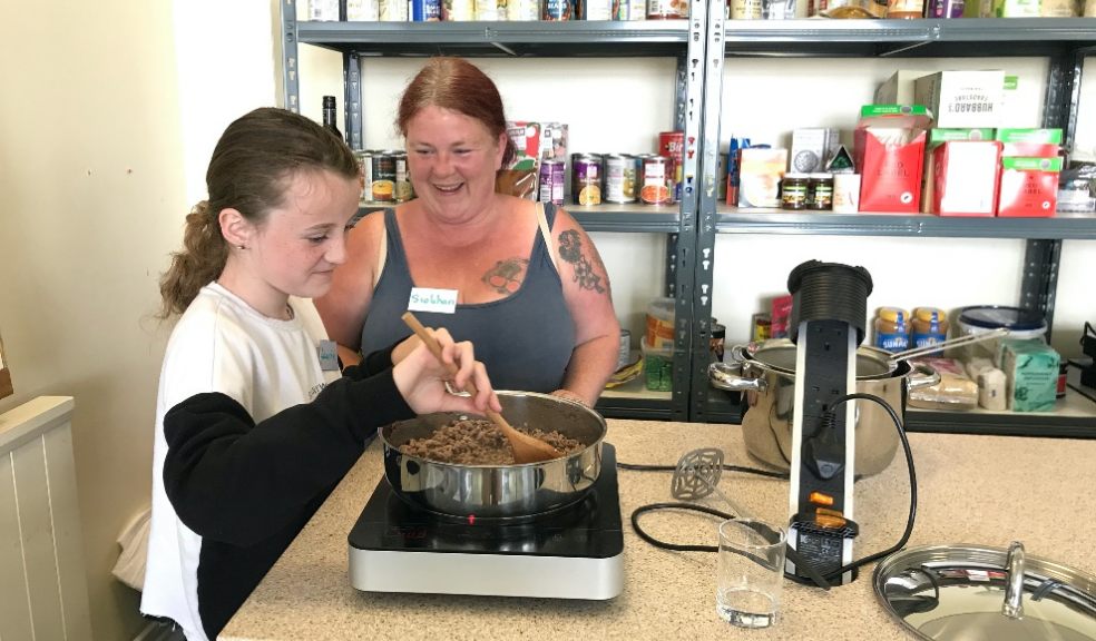 Mother and daughter, Siobhan and Laurie, preparing spaghetti bolognaise. Photo: Sharon Goble.