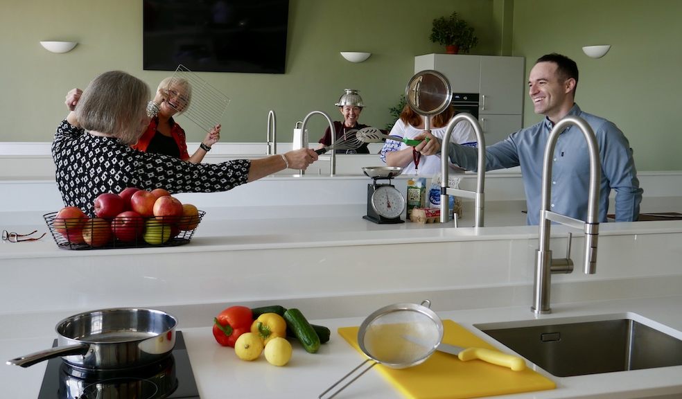 Some of the Westbank team getting creative in the new Community Cookery School 