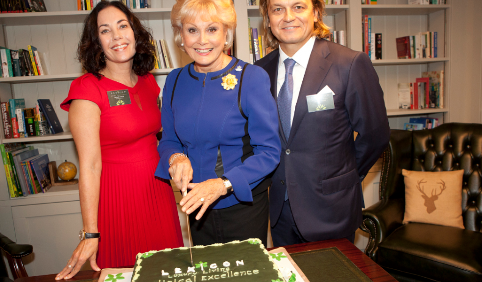 Angela Rippon OBE cuts the cake to mark the official opening of Green Tree Court with Michelle Pattrick RN Lexicon Healthcare MD and Stephen Pattrick, Lexicon Healthcare CEO