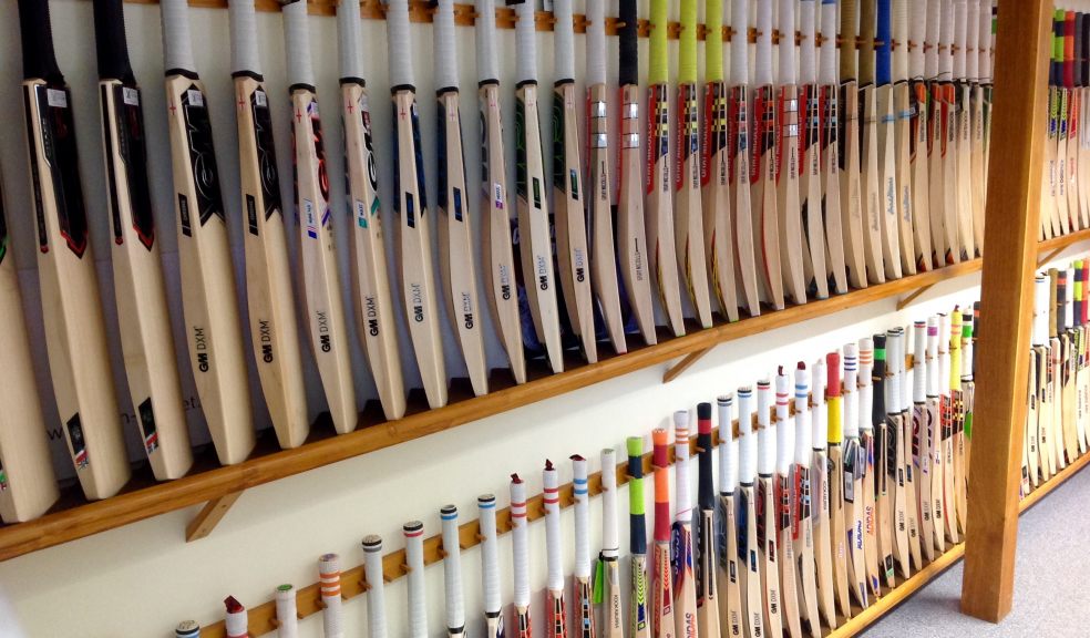 A selection of the cricket bats available at TCC