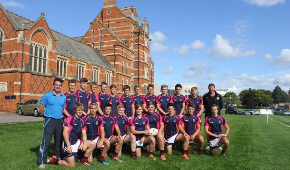 Guy Willson Exeter School 1st XV rugby coach, Rob Baxter and the 1st XV rugby squad