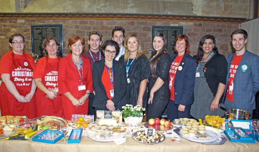 Pictured from left at Exeter Cathedral on Monday 19th December are Tesco staff members Kate Pane and Bev Hawkins, Sam Sharman - Executive Support Devon & Somerset Fire Service, Keyran Lechevaller - Governance & Engagement Assistant, Sarah Jeffrey - Lead Police Chaplain, Sam Neal -Events Apprentice, Corrie Payne -Governance & Engagement Assistant, Emma Mitchell -Events & Committee Coordinator, Tesco Community Champion Jo Evans, Governance and Engagement Assistant - Shafira Hashem, Tesco Staff member - Bradley Moore. Picture by Paul Hamlyn.