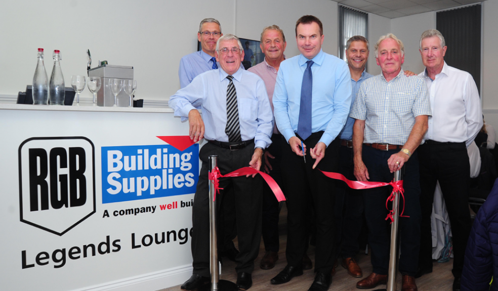 Back row, left to right: Andy Gamble – Operations Director at RGB Building Supplies, Jimmy Giles, Scott Hiley and Peter Hatch. Front row LtoR: Alan Banks, Paul West – Branch Manager at RGB Exeter and John Hore.