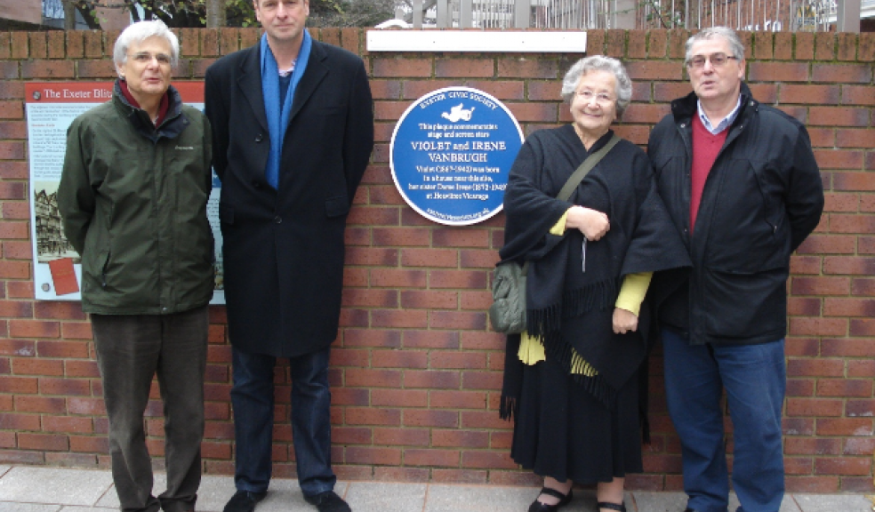 John Monks, the Society’s Blue Plaque co-ordinator; Paul Jepson, Artistic Director of the Northcott Theatre; Christine Trigger, local historian; and Keith Lewis, the Society’s chairman.