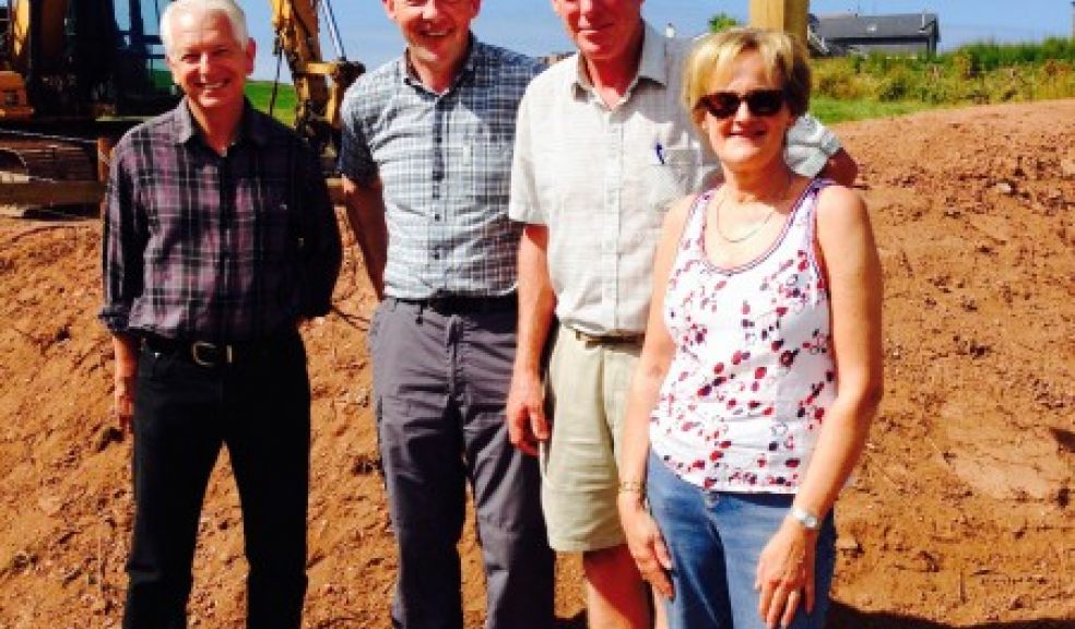 Ken Carter, Vice Chairman of the SW Coast Path Association, Mark Owen SW Coast Path National Trail Officer, Cllr Rufus Gilbert of Devon County Council and Jo Hocking Chair of South Huish Parish Council starting off on the new section of path.