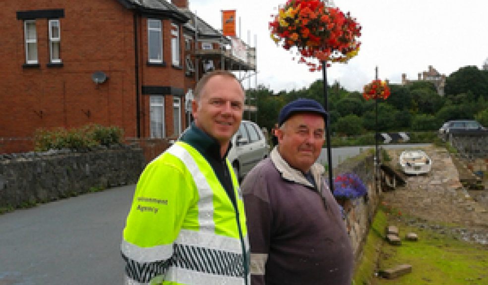 Martin Davies, Flood Risk Advisor at the Environment Agency and John Newbery, Cockwood resident and local historian, in front of Cockwood harbour.
