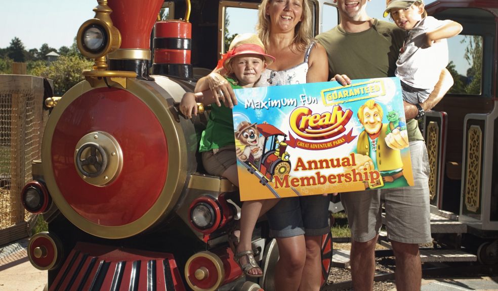 Devon’s Crealy Great Adventure Park welcomes 750,000th members, Darren, Chrissie and their children Evie (4) and Joseph (2) from Pinhoe, Exeter