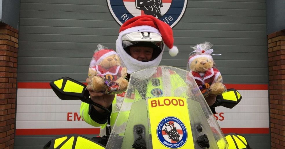 Devon Freewheelers volunteer Des Senior with some of the bears. Photo: Devon Freewheelers.