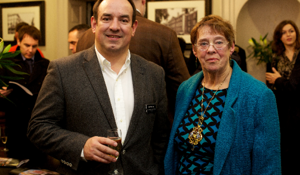 Mark Edworthy (Managing Director, Burrington Estates) with Cllr Rachel Lyons, the Lord Mayor of Exeter