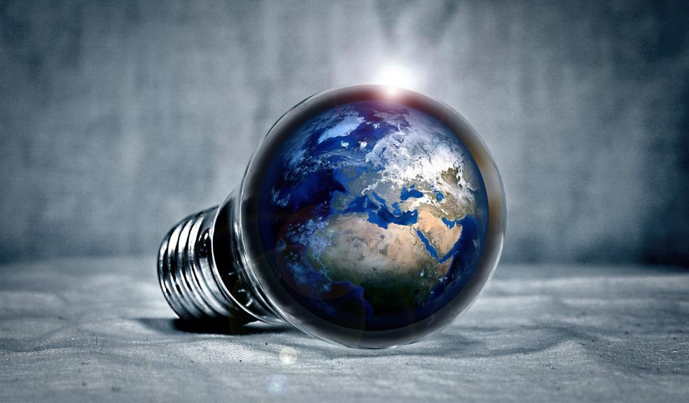 Light bulb with earth graphic