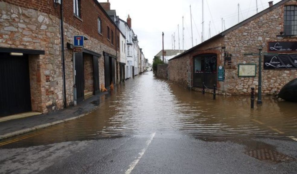 Flooding at Topsham. Photo courtesy of Exeter City Council.