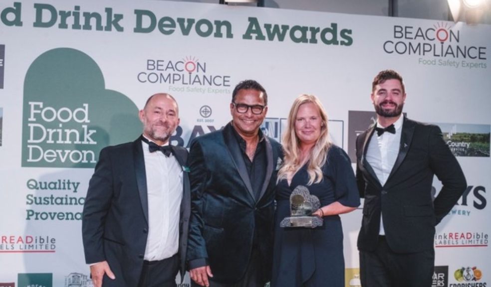 Photo caption: Greg Parsons, chair of Food Drink Devon with the 2025 People's Choice Award ‘Hospitality Venue of the Year’ The Cottage Hotel and Andrew Ward, Empire Services