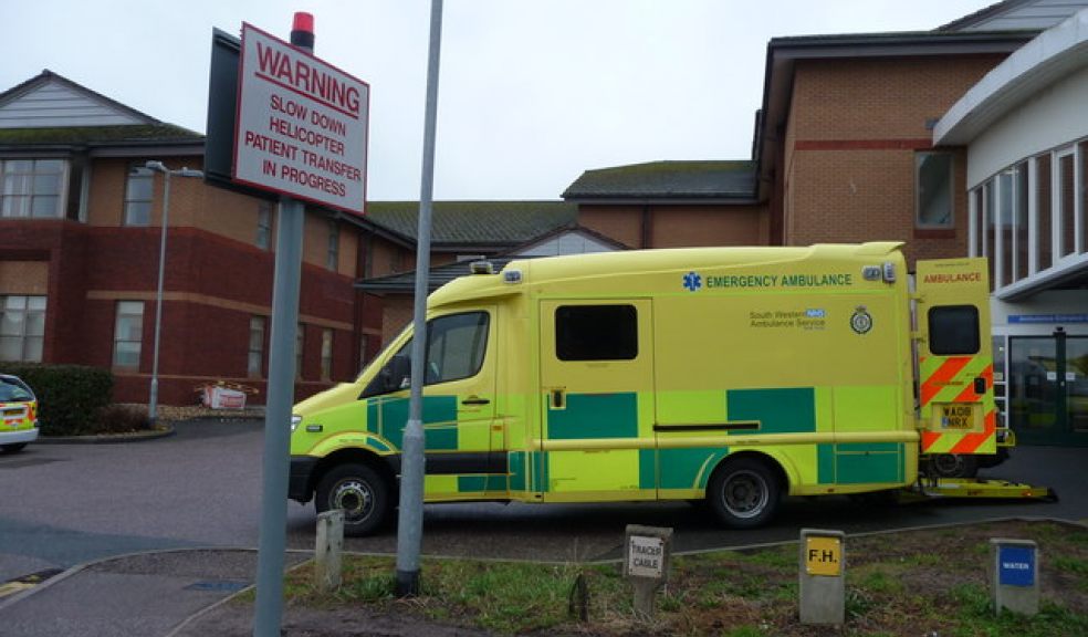 Exeter: Royal Devon & Exeter Hospital Ambulance Bay © Copyright Lewis Clarke and licensed for reuse under this Creative Commons Licence