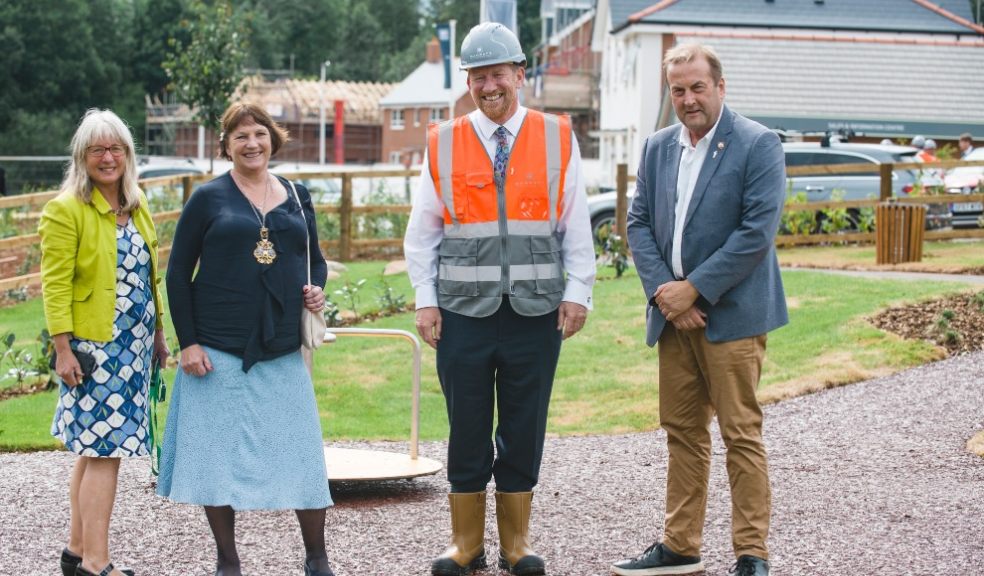 Yvonne Atkinson, Exeter City Councillor for Alphington ward; Lord Mayor of Exeter, Trish Oliver; David Thomas, CEO Barratt Developments; Cllr Philip Bialyk Exeter City Council Leader