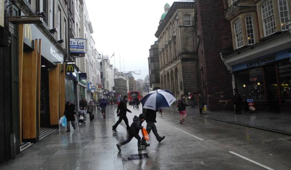 Wet day on Exeter high street
