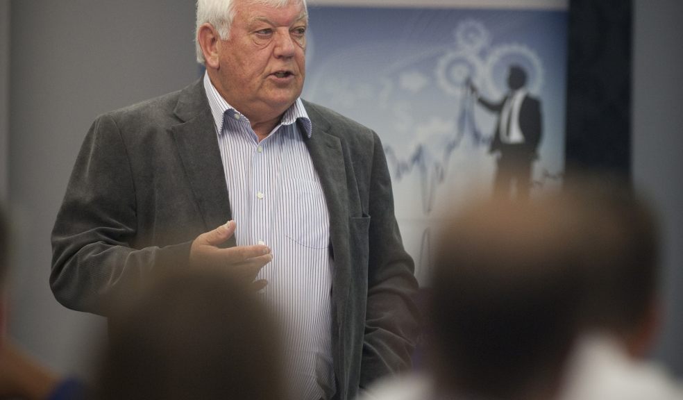 Tony Rowe talking to local businesses