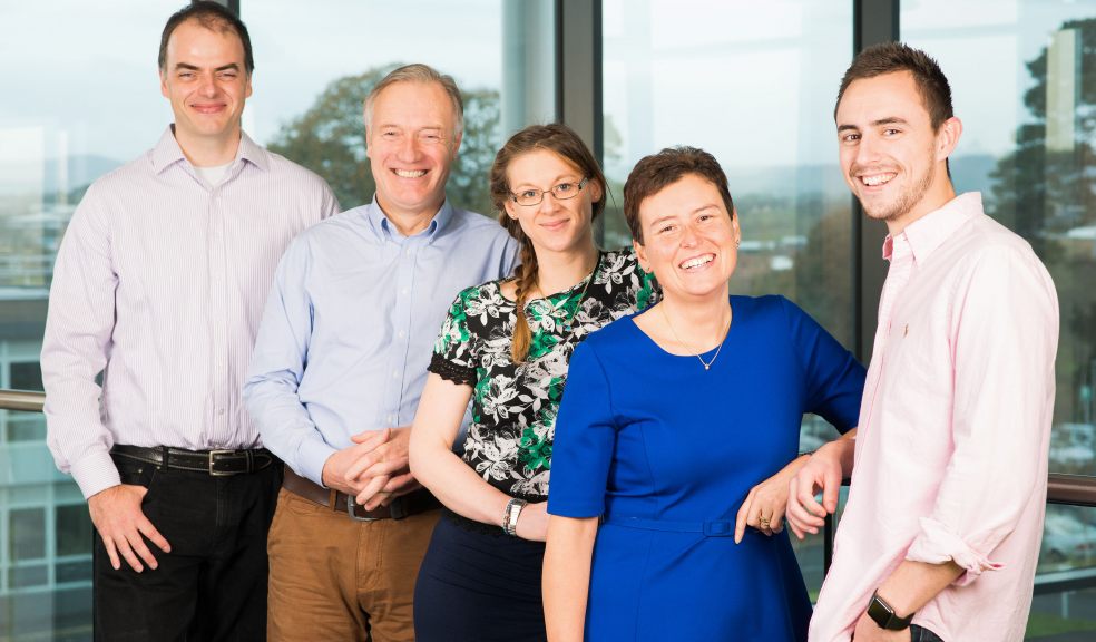 L-R Stewart Noakes (Koncept), Gerry Shattock and Sam Chidley (Exeter Science Park), Maureen Gori-De-Murden (Exeter City Council) and Jonathan Melhuish-Sprague (Koncept)