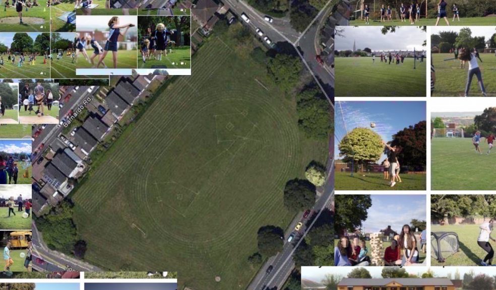 Aerial view of Mount Radford Lawn playing field and sports pitch