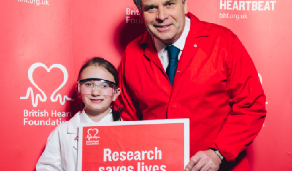 : Neil Parish MP joined heart patient Emily Sullivan, 8, for a science lesson in Parliament to raise awareness for Wear It. Beat It. the British’s Heart Foundation’s campaign to fund lifesaving research.