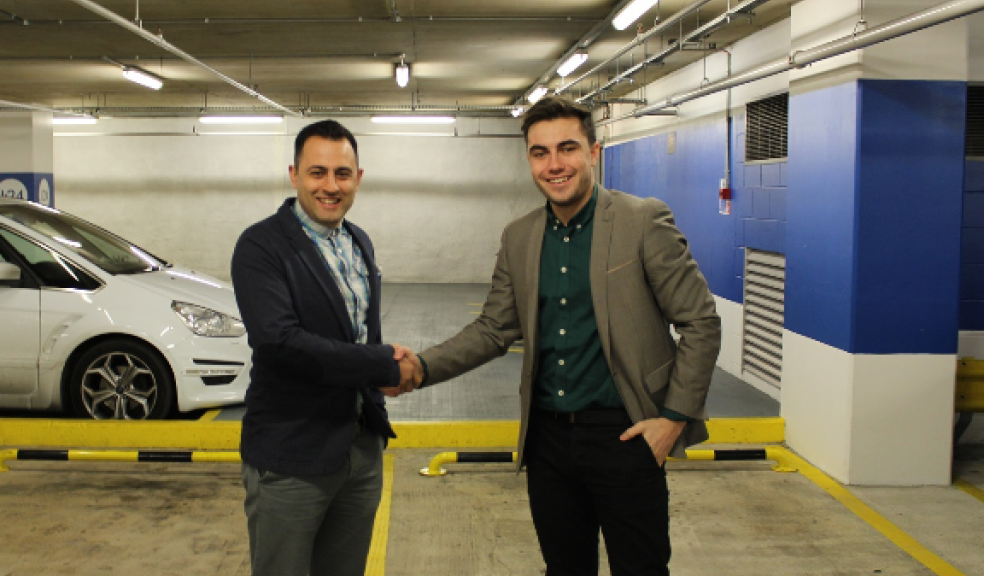 Damian Rooney of Bargain Parking (left) and Harrison Woods of YourParkingSpace.