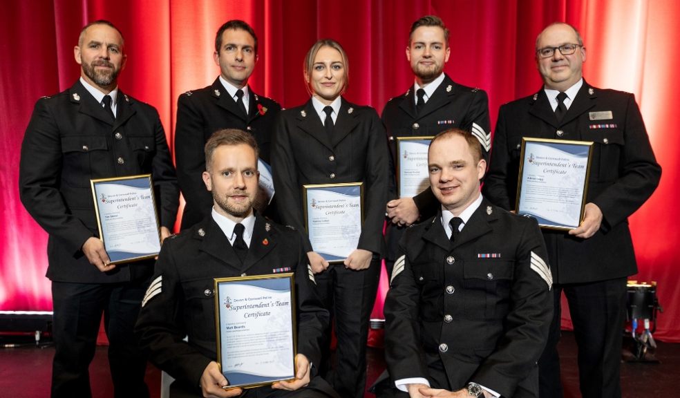 police officers from Devon & Cornwall constabulary showing awards