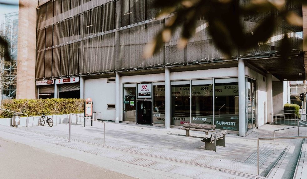 Photograph showing the Exeter Works advice hub in Exeter city centre Photograph showing the Exeter Works advice hub in Exeter city centre