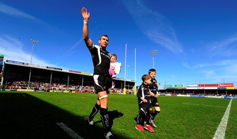 Richard Baxter says farewell to Chiefs supporters Photo: Exeter Rugby Club / Pinnacle Photo Agency