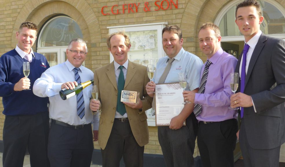 Michael Westcott – Assistant Site Manager, Poundbury / Kevin Murch – Construction Director, C G Fry & Son / Steve Walker – Site Manager Poundbury / Adrian White – Site Manager Wyndham Place, Tisbury / Jason Hockey – Contracts Manager, Wyndham Place / Joe Baggs – Trainee Site Manager, Poundbury