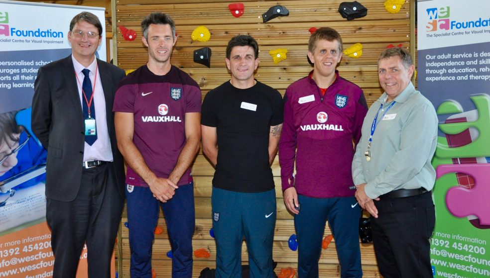 PHOTOGRAPHY BY GLEN KING - Jon Duckham – Fundraising Manager, WESC/ Dan James – Sighted Goalie, England Blind Football Team/ Keryn Seal – Captain, England Blind Football Team/ Robin Williams – Striker, England Blind Football Team/ Richard Carpenter – Listen2Win