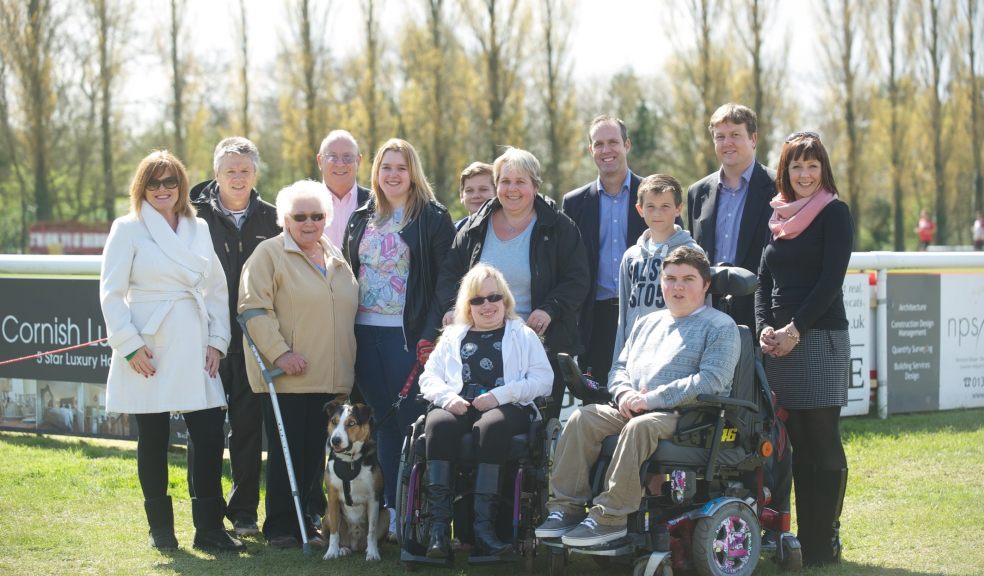 Back Row: Glen King - Glen King PR, Steve Perryman - Director of football, Bruce Henderson - Business Manager Exeter City FC, Jon Crompton - Divisional Director Brewin Dolphin Exeter, Tim Walker - Divisional Director and Head of office Brewin Dolphin Exeter, Naomi Dymond - Corporate Partnerships Fundraiser Children's Hospice SW, Front Left: Ashleigh Montgomery and family, Front right: Jacob Merritt and family