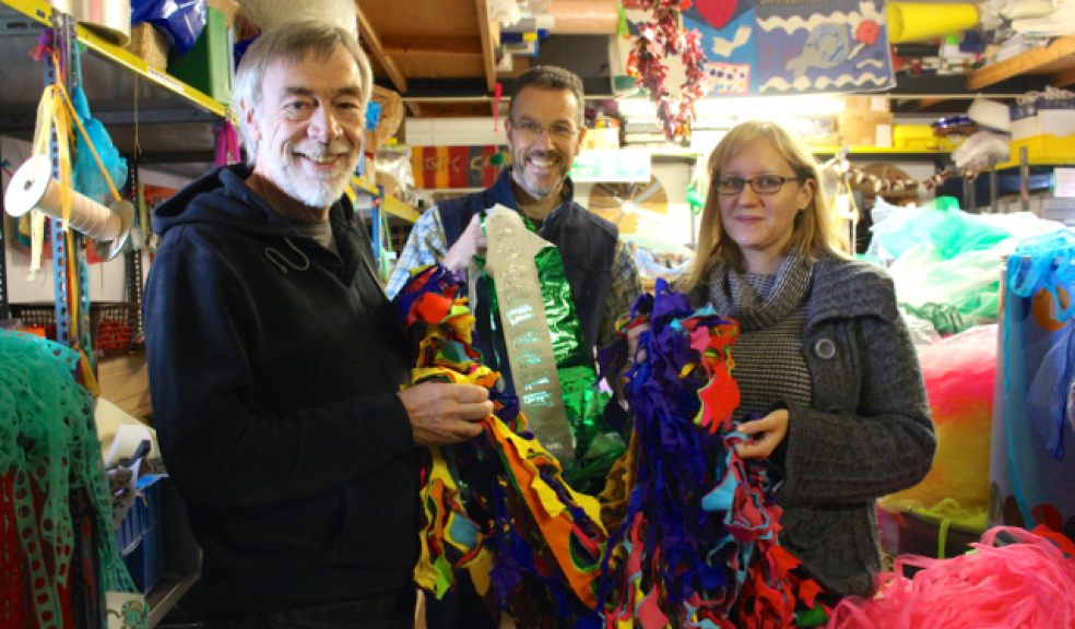 Scrapstore team R to L Alan Caig, Trust Chairman with Peter Vance and Kat Thomas Scrapstore managers