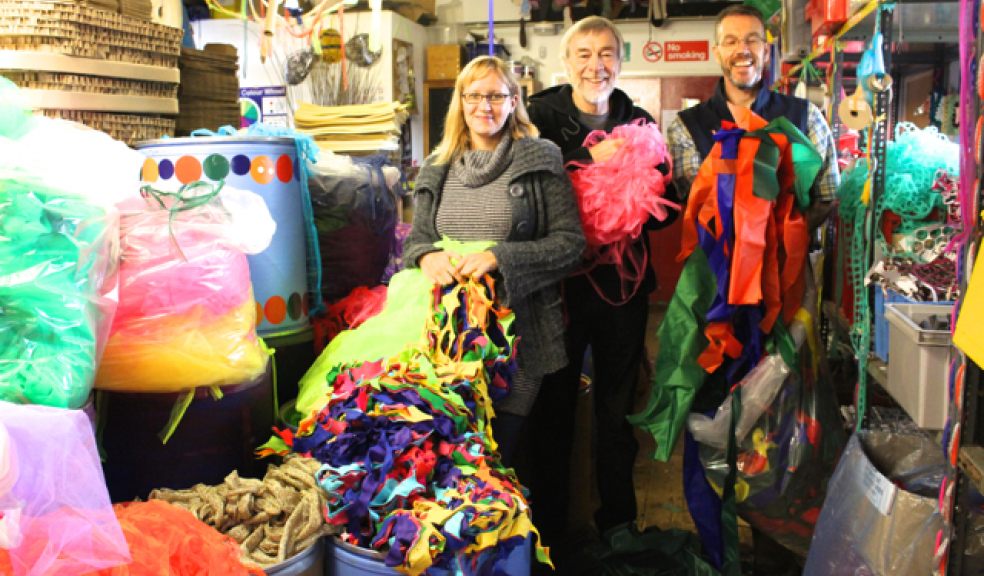 Scrapstore team R to L Alan Caig, Trust Chairman with Peter Vance and Kat Thomas Scrapstore managers