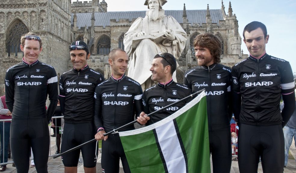 The Rapha Condor Sharp (RCS) in front of Exeter Cathedral before the start the Tour of Britain 2011 (Clive Chilvers / Shutterstock.com)