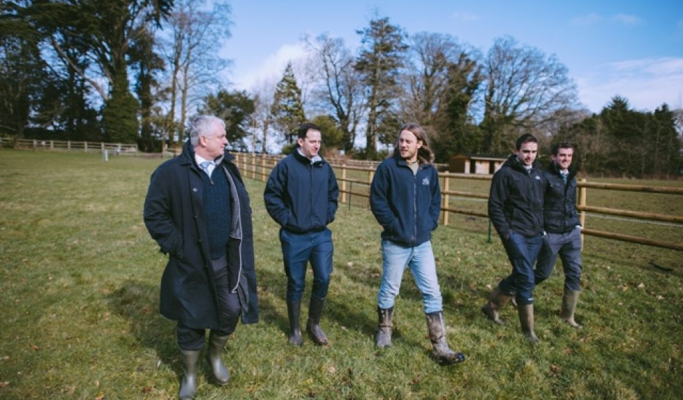 Jeremy Sidaway (L) and colleagues being shown around charity partner Farms for City Children’s main Devon base. Photo: Matt Austin.