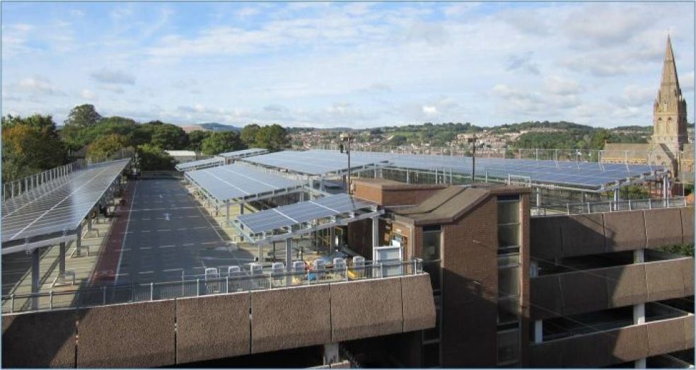 Solar panels on Mary Arches Street car park