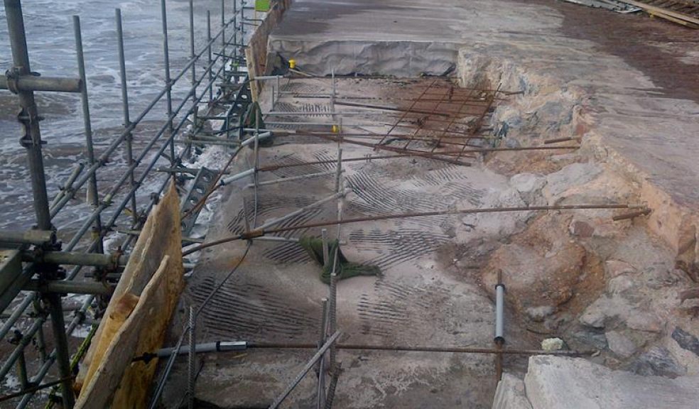 Damage to the temporary works at Sprey Point ramp, caused by the storm in August 2014