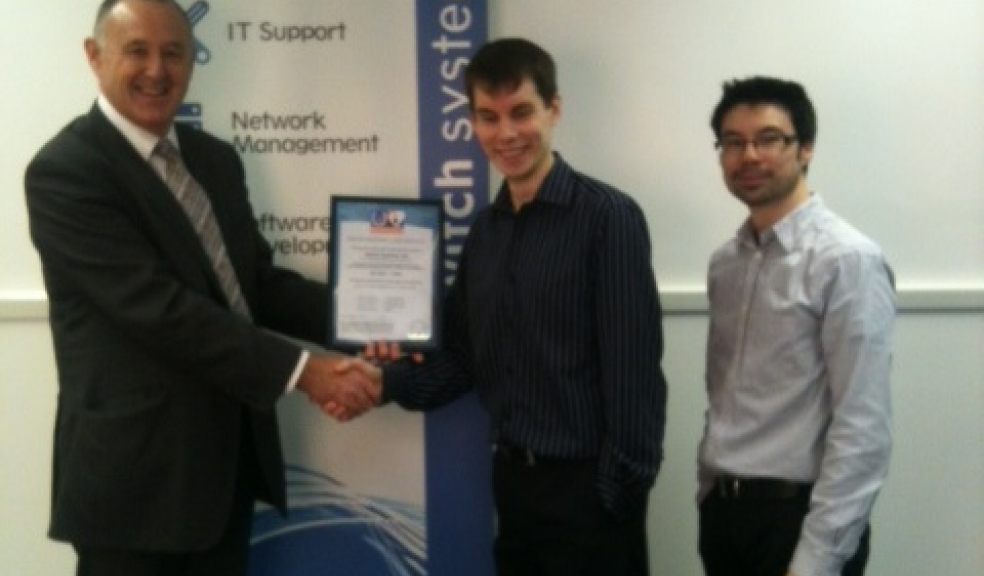 L-r: Frank Tiley Area Manager from IMSM Ltd presenting the certificate to Directors Tom Ford and Kris Sum.