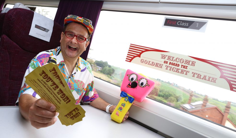 Children’s entertainer Timmy Mallet with gold tickets
