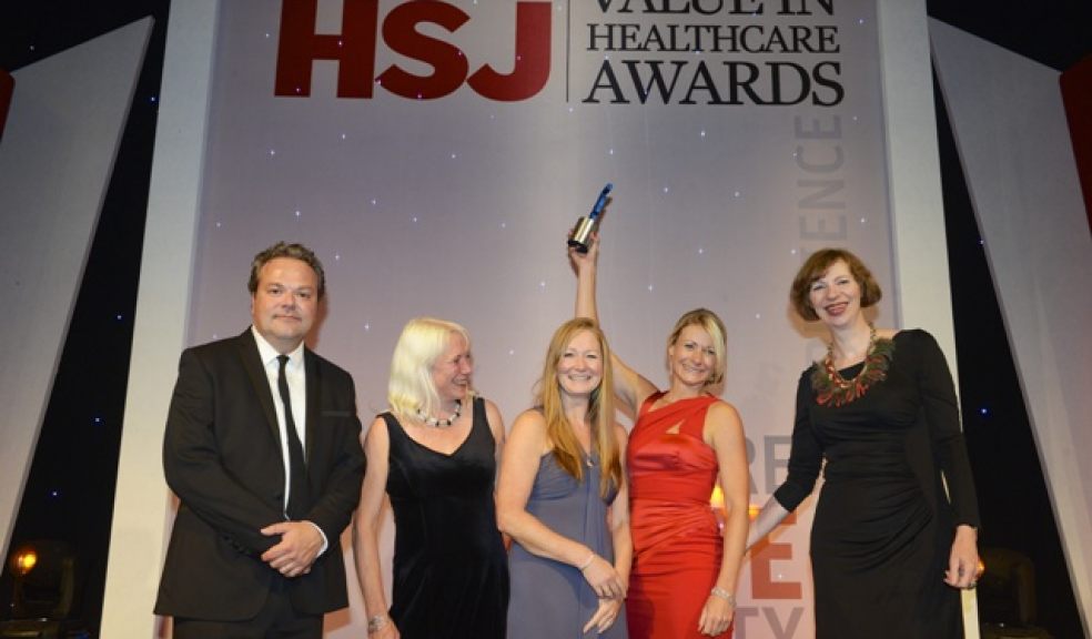 Pictured at the ceremony in London are (from left) Hal Cruttenden (comedian), Kerry Burton (Care Closer to Home commissioning lead for the Northern, Eastern and Western Devon Clinical Commissioning Group), Debbie Groves (assistant practitioner), Emma Cork (stroke therapy team lead) and awards presenter Helen Crisp (assistant director of research at The Health Network).
