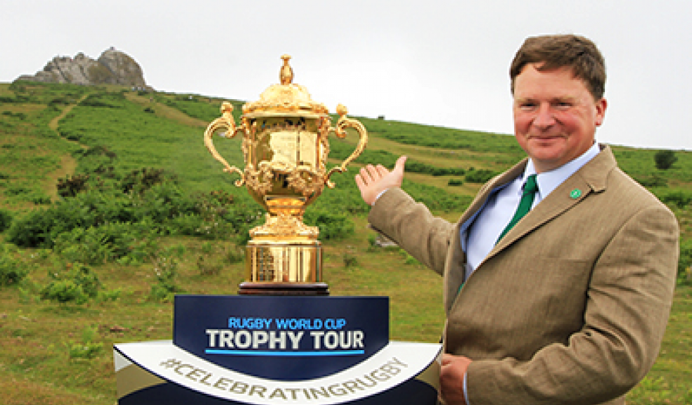 Dartmoor National Park Authority Chairman Peter Harper with the Webb Ellis Cup