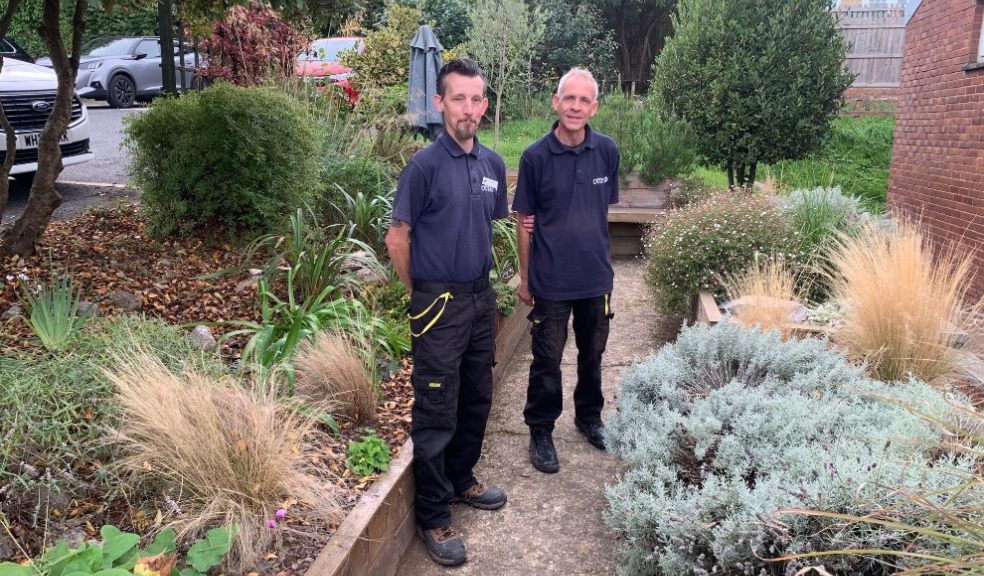 Dave McCarthy and James Gallagher from Jack's Patch in Westbank's Sensory Garden. Pphoto by Westbank)