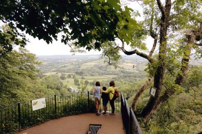 Panoramic views of the Devon countryside from Buzzards View