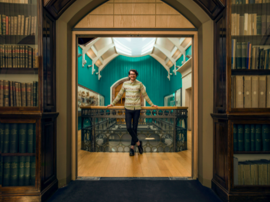 Adam Garratt is photographed at Royal Albert Memoriam Museum & Art Gallery (RAMM) in Exeter - his ‘happy place’ - by photographer Tom Oldham