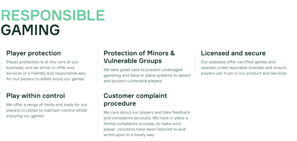 Soft2Bet responsible gaming features including player protection, underage prevention, secure licensing, and complaint procedures