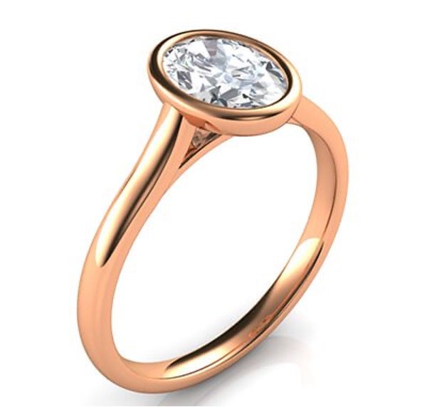 Low Profile Rose Gold Oval bezel set Engagement ring